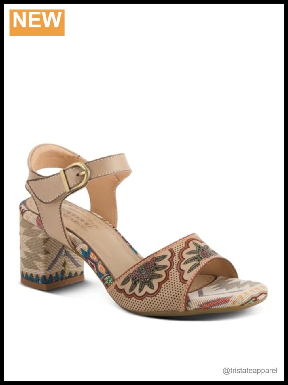 Leather Ankle Strap Block Heel Sandals